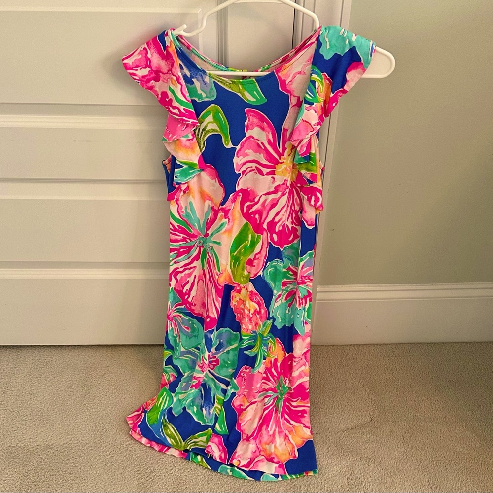 Lilly Pulitzer Vibrant Floral Mini Dress in Blue and Pink